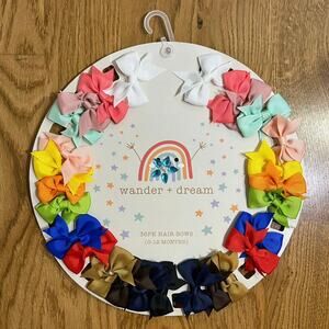 Wander + Dream Baby Hair Bows 13 Pairs Age 0-12 Months Multi Color Non Slip Clip